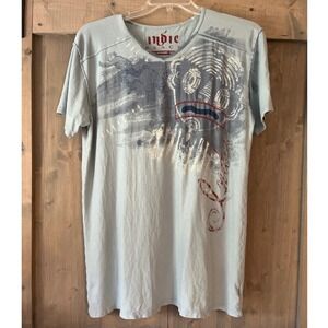 Indie Peace Graphic T-Shirt‎ 100% Organic Cotton USA Size XL Y2K Surrealism Art